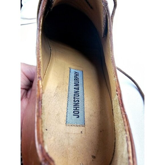 Johnston Murphy Size 11M Mens Brown Leather Low Lace Split Toe Dress Shoes Italy - Picture 7 of 13